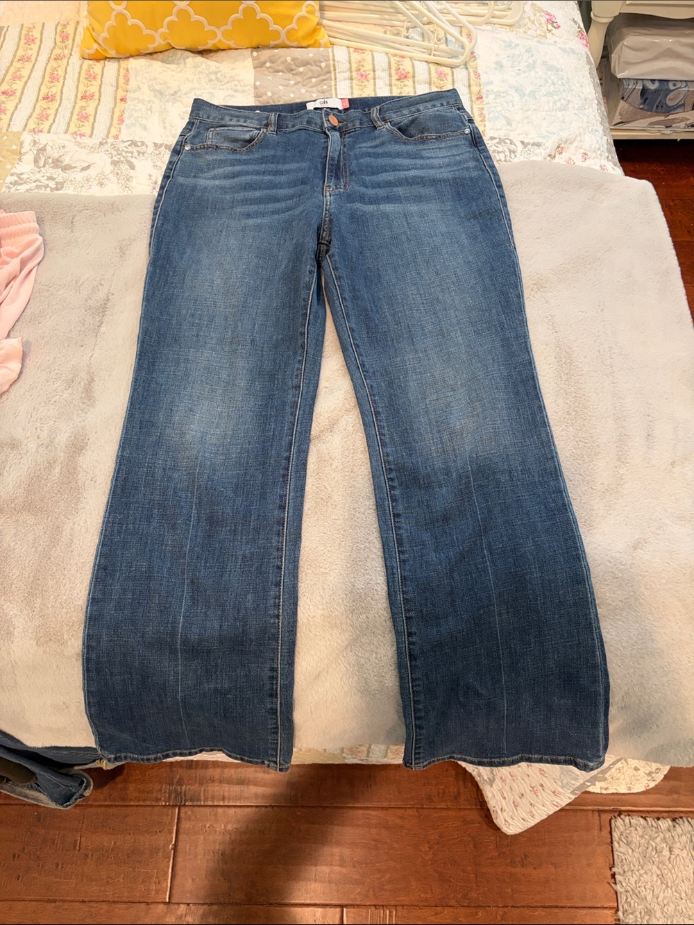 CAbi Wide-Leg Jeans in Medium Blue Denim